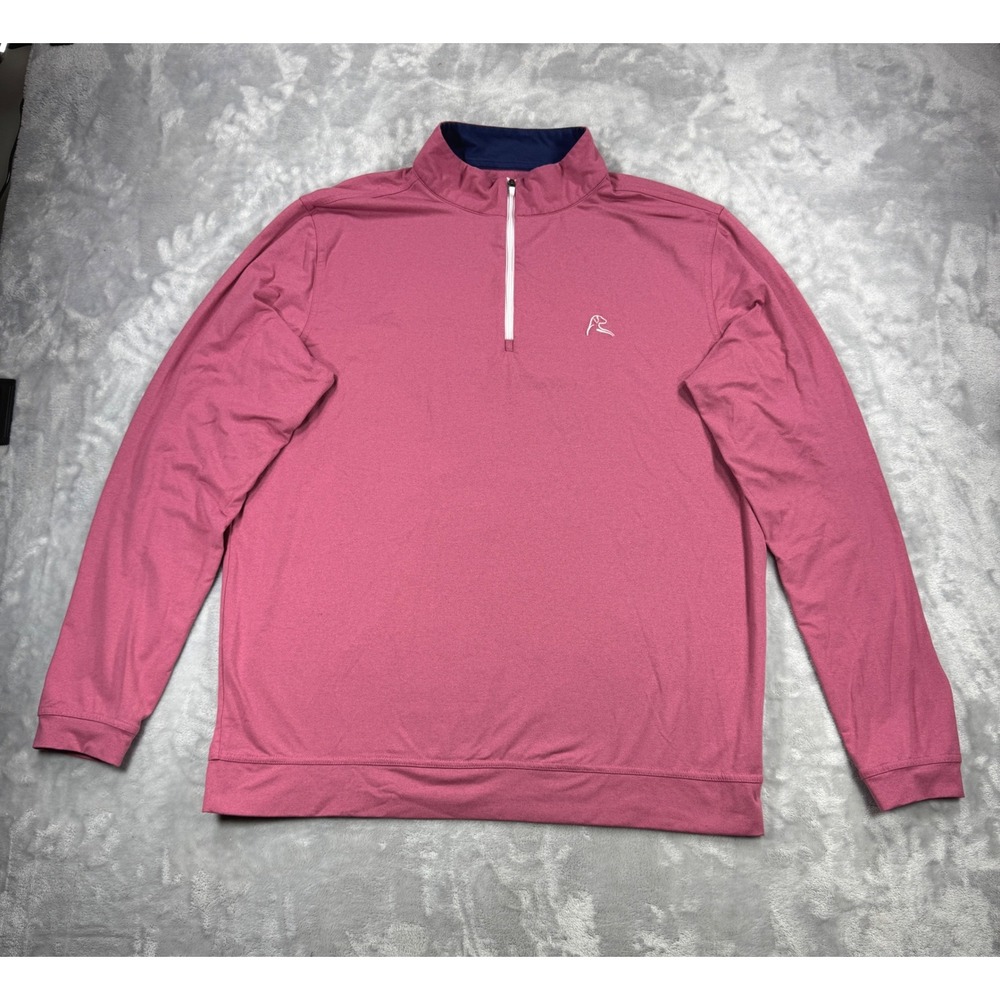 Rhoback 1/4 Zip Pullover Mens L Heathered Pink Performance Stretch Long Sleeve